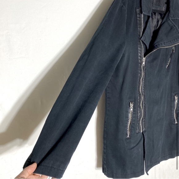 Urban Black Canvas Zip Up Pea Coat L - Picture 8 of 14